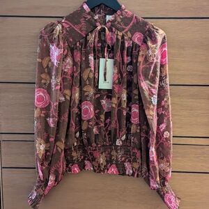 Joie Floral Chiffon Smocked Blouson Top